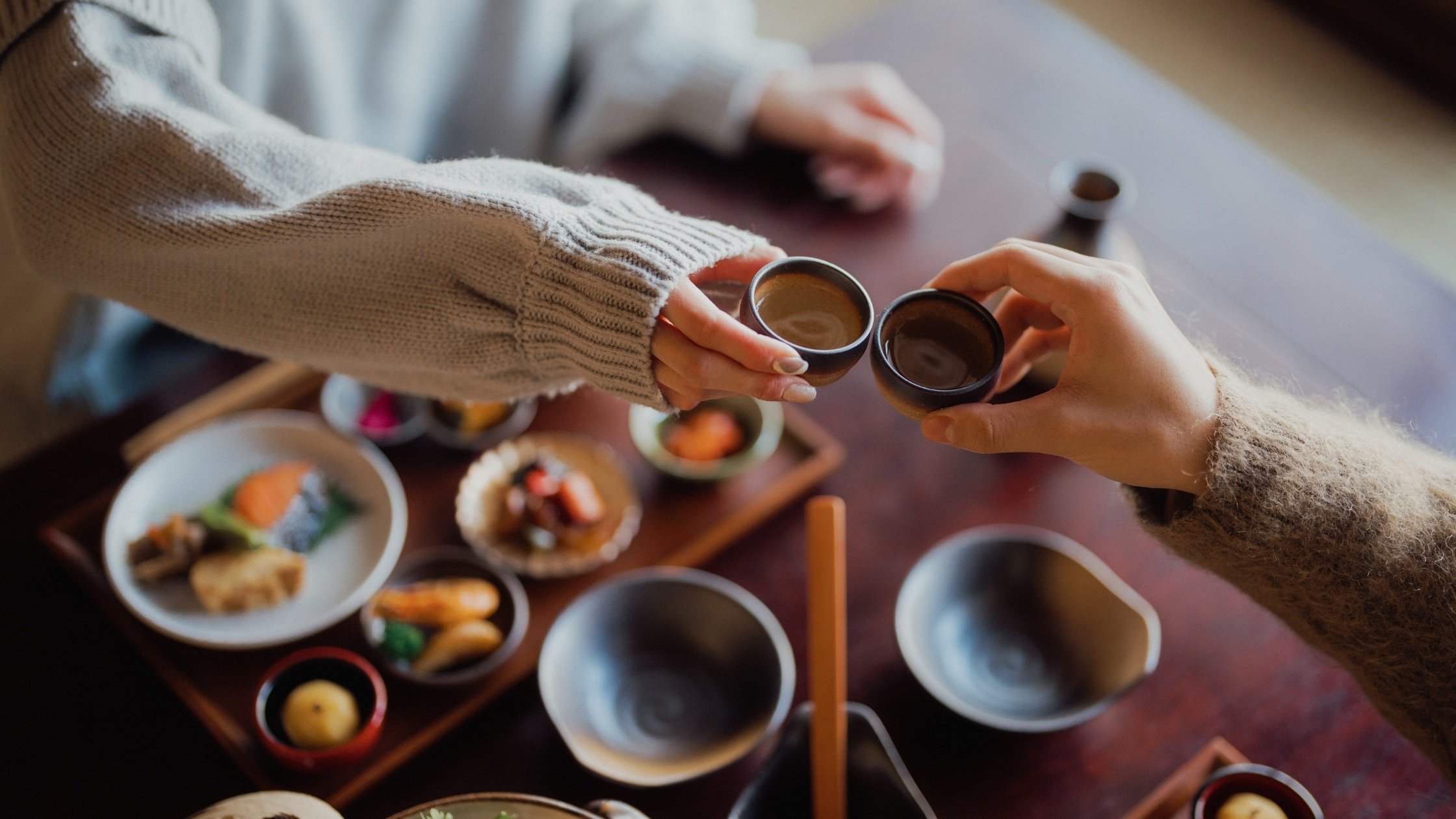 People eating sushi